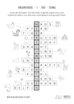 Ausmalbild Kinderrätsel Kreuzworträtsel – 1 – Tiere – Lösung